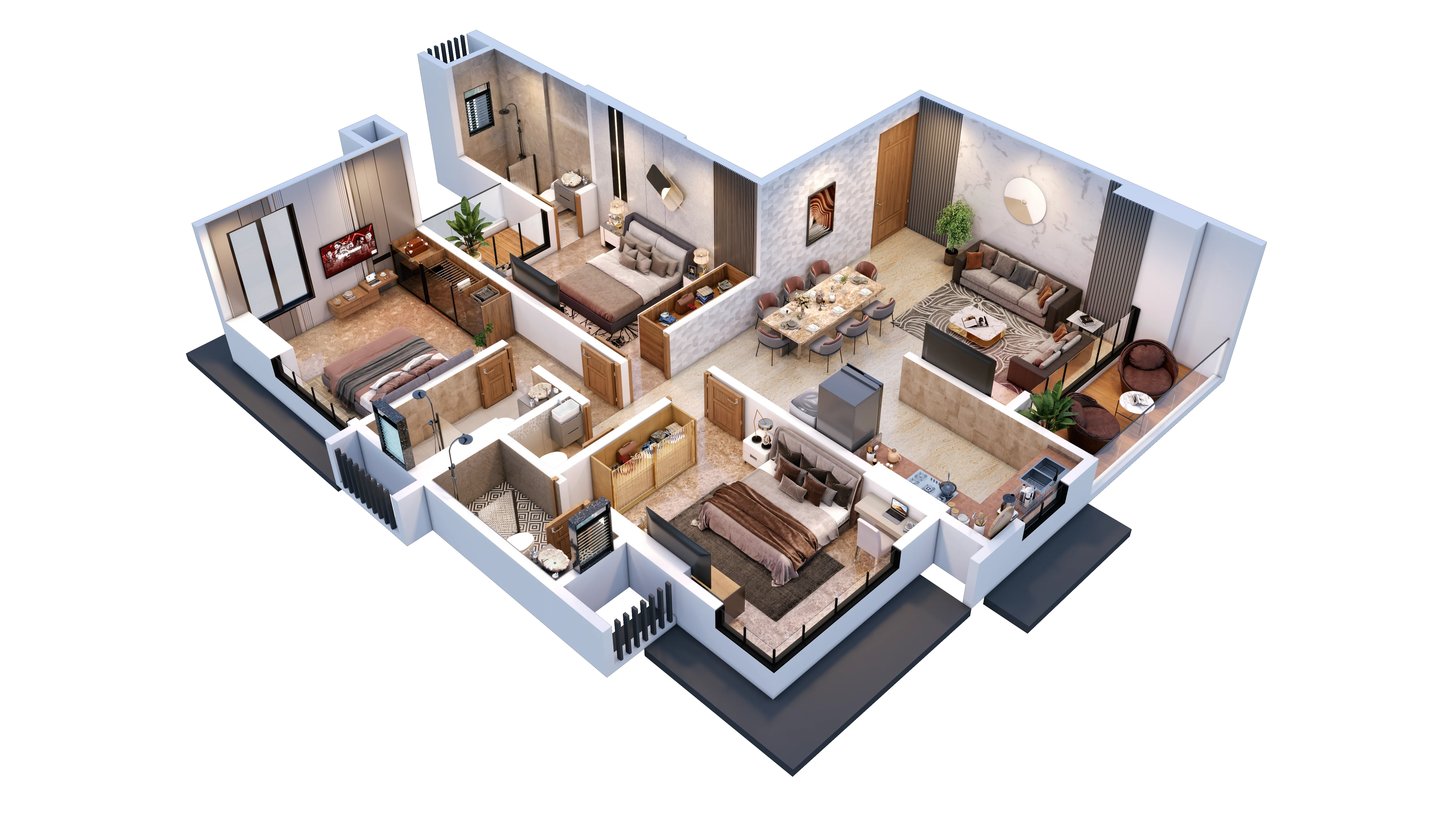 3 BHK Isometric View